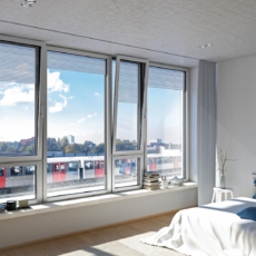 Custom Glass Windows in a Bedroom