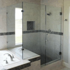 Glass Shower Enclosures Glass Shower Enclosures next to a Bathtub