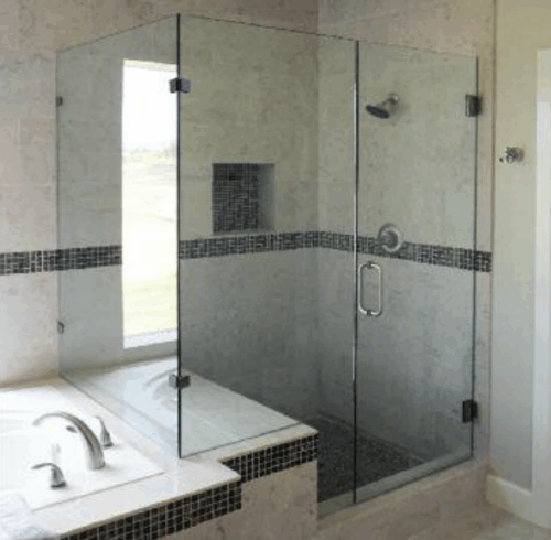 Glass Shower Enclosures Glass Shower Enclosures next to a Bathtub